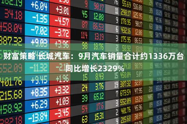 财富策略 长城汽车：9月汽车销量合计约1336万台 同比增长2329%